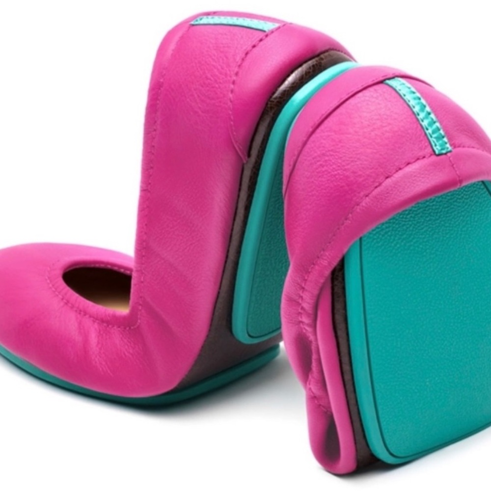 Tieks Pink and Teal Flats